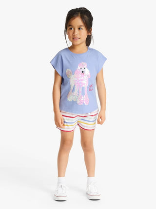 John Lewis & Partners Girl's Sequin Embellished Poodle T-Shirt in Lilac