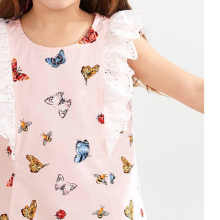 Hanna Andersson Girl's Woven Swing Dress in Pink Butterfly
