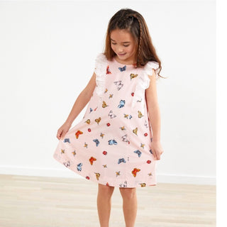 Hanna Andersson Girl's Woven Swing Dress in Pink Butterfly