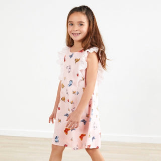 Hanna Andersson Girl's Woven Swing Dress in Pink Butterfly