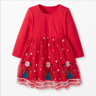 Hanna Andersson Baby Sparkle Holiday Christmas Dress in Red Tulle