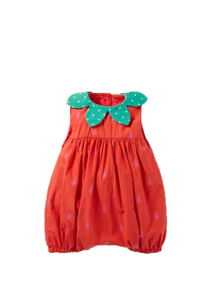 Baby Boden Woven Bubble Romper in Strawberry Tart Red