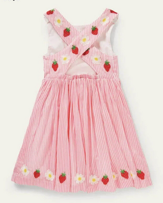 Mini Boden Girl's Embroidered Cross-back Dress in  Formica Pink
