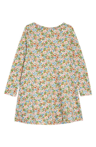 Mini Boden Girl's Hotch Potch Big Applique Dress in Multi Floral Squirrel