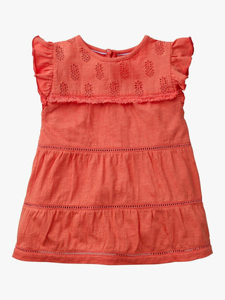 Mini Boden Girl's Pinaple Embroidered Broderie Top in Red