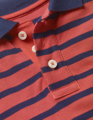 Mini Boden Boy's Pique Polo Shirt in Red Navy Stripe