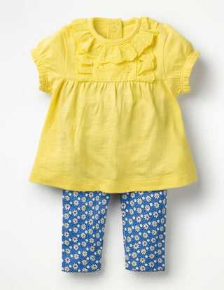 Baby Boden Farm Daisy Top and Leggings Set in Yellow
