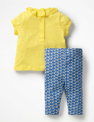 Baby Boden Farm Daisy Top and Leggings Set in Yellow