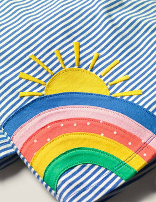 Baby Boden Stripe Sun Rainbow Applique Leggings Set in Blue