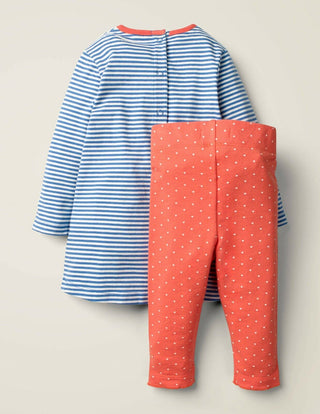 Baby Boden Stripe Sun Rainbow Applique Leggings Set in Blue
