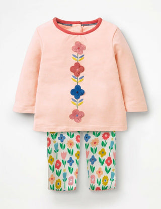 Baby Boden Pink Floral Applique Play Set in Pink