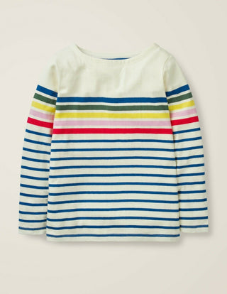 Mini Boden Girl's Breton T-shirt in Blue Multi