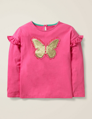 Mini Boden Girl's Colour Change Sequin Top in Pink