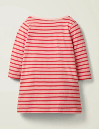 Mini Boden Girl's Stripe Applique Tunic in Pink Dog (Slightly Defect)