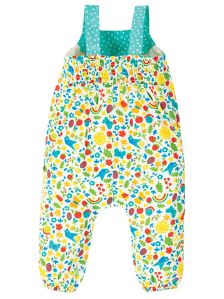 Frugi Girl's Springtime Dungarees Allotment Days- Ivory/Multicolour