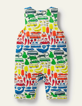 Baby Boden Jersey Printed Romper in Ivory Rainbow Road Trip