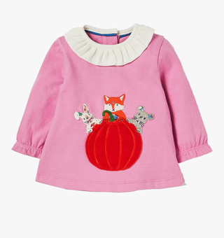 Baby Boden Forest Friends Top in Grey Marl Forest Friends