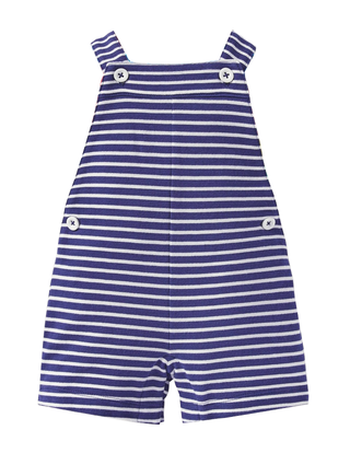 Baby Boden Stripe Adjustable Dungaree in Blue Stripe